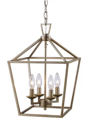 lot 97 image: Carmen 4-Light Lantern Pendant  Antique Silver Leaf