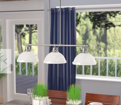 lot 94 image: Bodalla 3-Light Kitchen Island Pendant  Chrome with White Shades