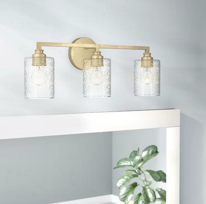 lot 92 image: Tera 3-Light Vanity Light with Iced Glass