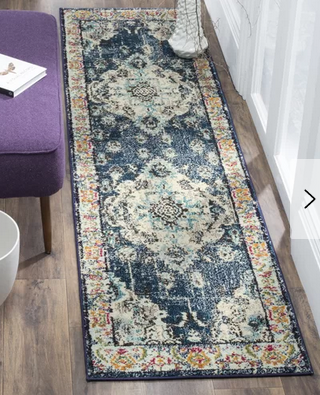 lot 87 image: Annabel Power Loom Navy Blue Runner 22 x 8