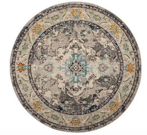 lot 84 image: Annabel Grey & Silver Round Area Rug 3ft