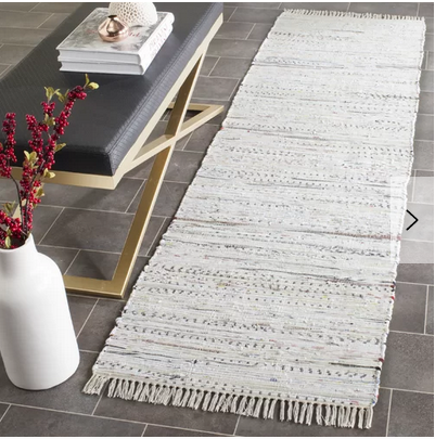 lot 75 image: Penrock Way Flatweave Cotton WhiteMulti Colored Area Rug 23 x 9