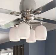 lot 31 image: 4-Light Branched Ceiling Fan Kit Brushed Pewter