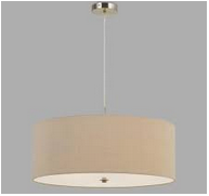 lot 26 image: Large Natural Linen Drum 3-Light Billie Pendant