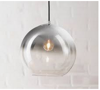 lot 43 image: 1-Light Globe Pendant  Chrome Tint