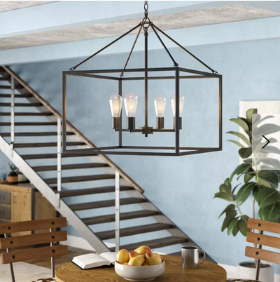 lot 111 image: Zabel 4-Light SquareRectangular Pendant  Smooth Black