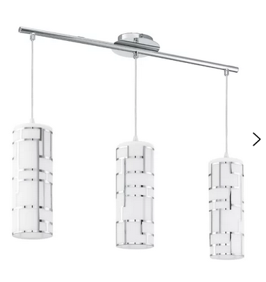 lot 105 image: Feldt 3-Light Kitchen Island Pendant  Chrome Accents