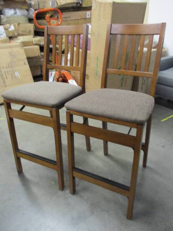 lot 129 image: Pair of new folding Counter Height Chairs