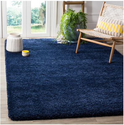 lot 117 image: 10ft x 10ft Milan Shag Area Rug - Navy Blue