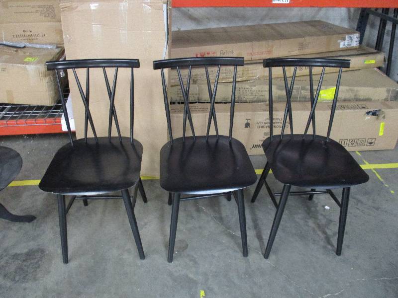 lot 156 image: Set of 3 Black Metal Chairs