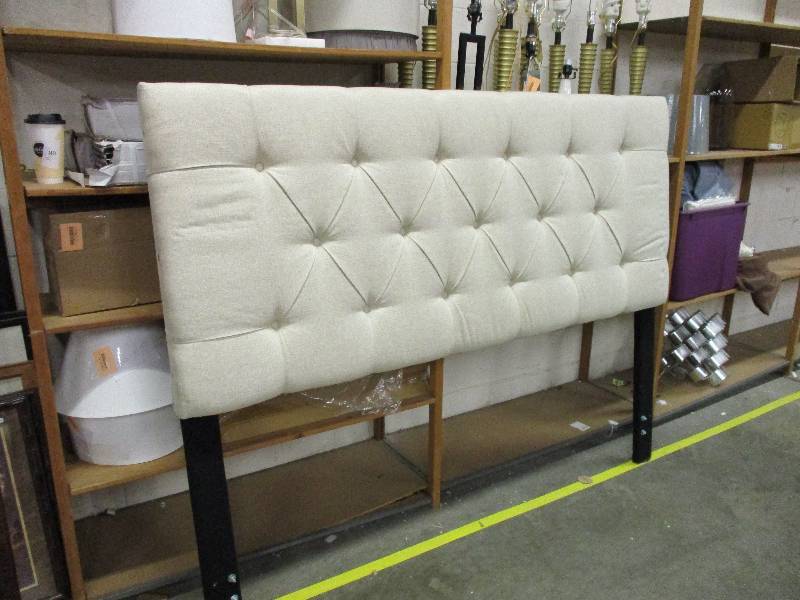 lot 140 image: King Size Tufted Headboard - missing the wingback sides