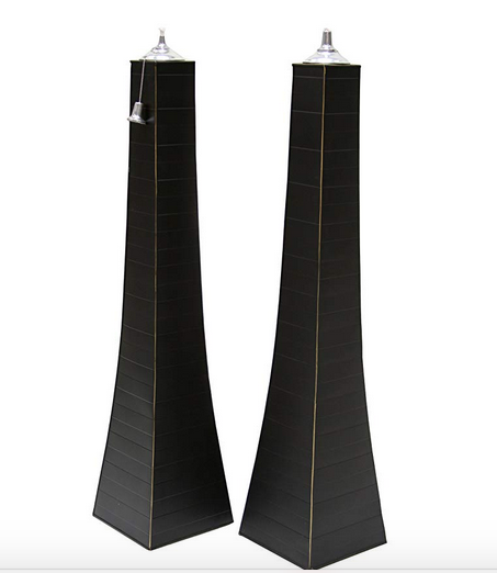lot 15 image: Large Pyramid Outdoor Oil Torch (PAIR) -Black