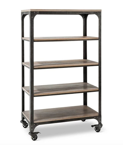 lot 14 image: Franklin 60 5 Shelf Bookcase on Large Metal Casters