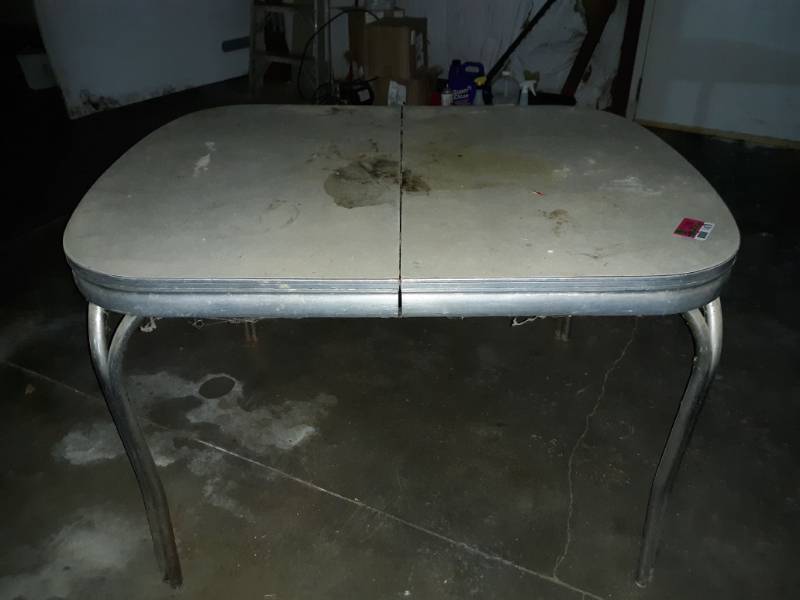 lot 1470 image: Retro Table with Stainless Steel Frame