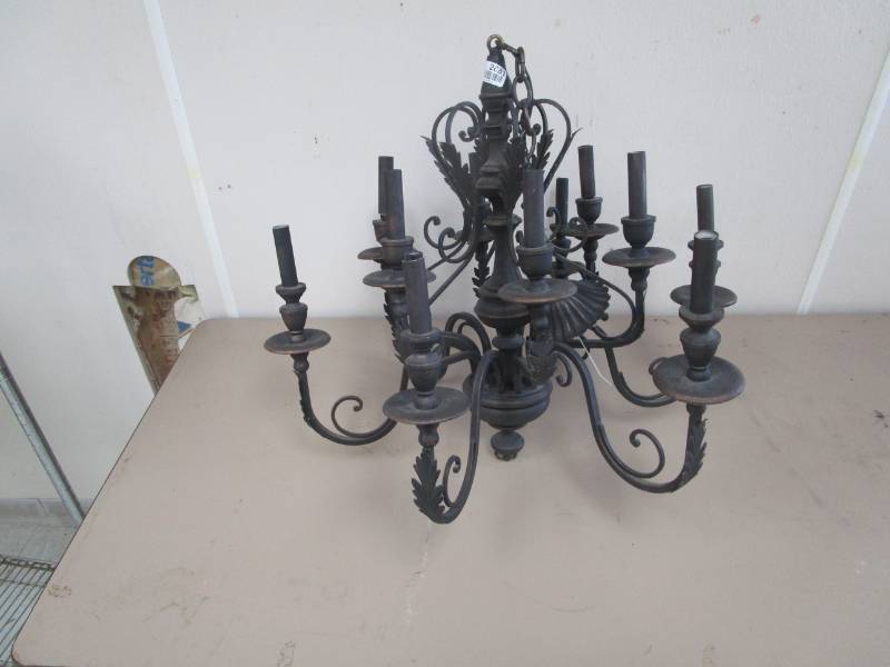 lot 2081 image: Black Barouqe Chadelier Fixture