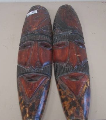 lot 2083 image: Matching Pr. Of Wood African Masks