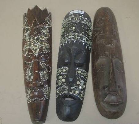 lot 2191 image: Lot of 3 African Long Stretched Masks
