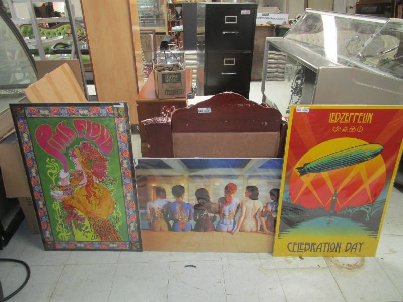 lot 2215 image: Pink Floyd & Led Zepplin Framed Posters