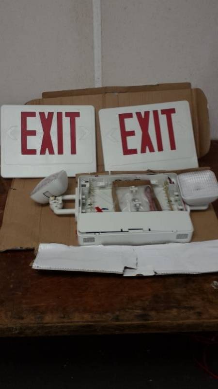 lot 2108 image: Exit Sign - Double Sided with Emergency Lights
