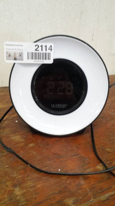 lot 2114 image: La Crosse Model C85135 Light  Sound Alarm Clock
