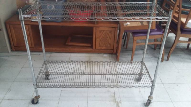 lot 2138 image: Two Shelf Rolling Metro Rack