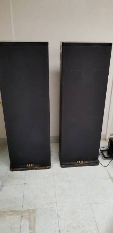 lot 2164 image: Two Black Floor Standing Speakers