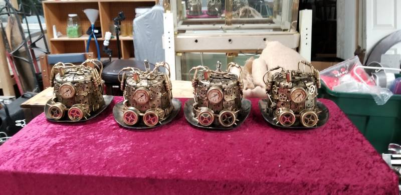 lot 4246 image: Lot of 4 Mechanical Top Hats CostumeParty