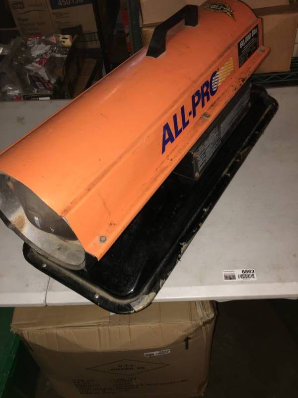 All Pro 60 000BTU Kerosene Forced Air Heater Untested Fall River Sales Auction by Fleetsale Equip Bid