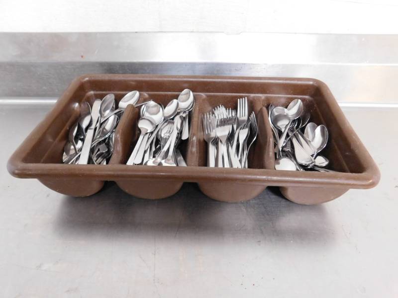 lot 1791 image: Plastic Flatware Caddy and Flatware