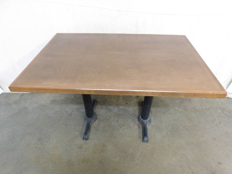 lot 91 image: Wood Table With Metal Base