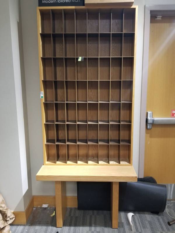 lot 2000 image: Wood Bench and Cube Organizer