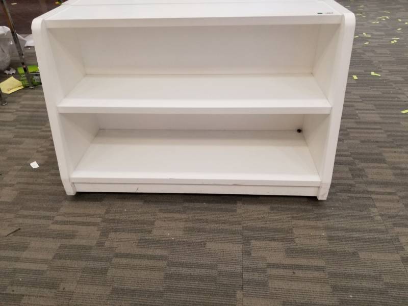 lot 2010 image: White Wood Shelf On Wheels