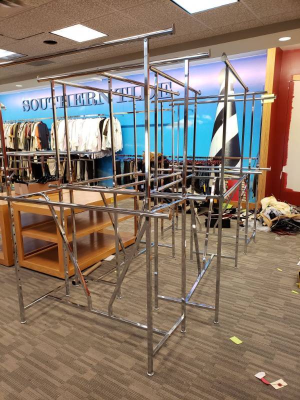 lot 2042 image: (4) Adjustable Stainless Steel Clothing Racks