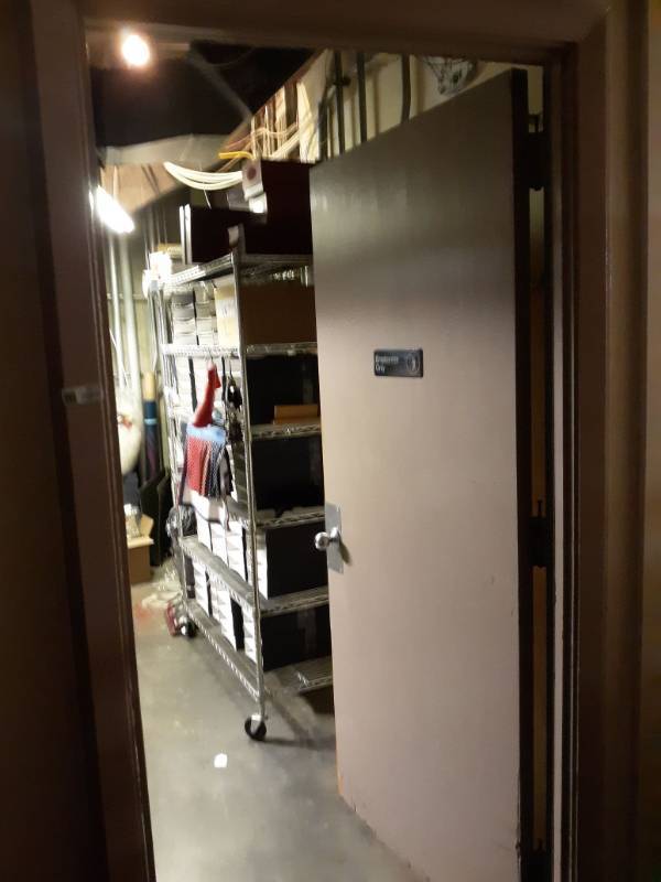 lot 2073 image: Wood Door & Frame and Glass Shelves
