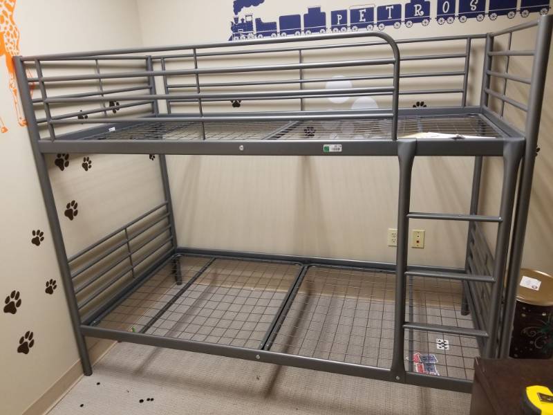 lot 3019 image: Charcoal Gray Metal Bunk Bed Frame