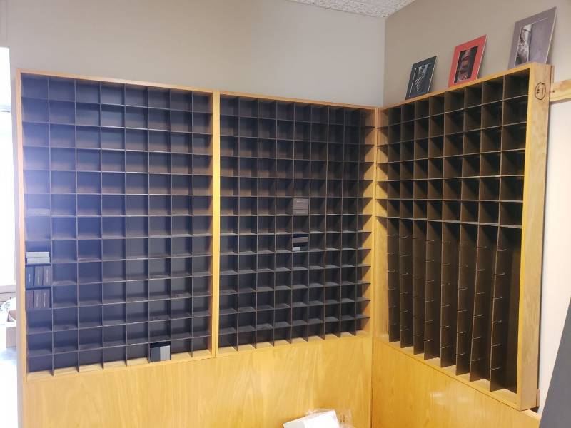 lot 3081 image: Lot 3 wall mount wooden display racks
