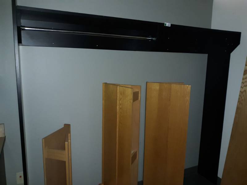 lot 4497 image: Coat Rack and Solid Wood Display Stands