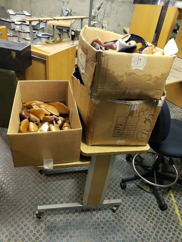 lot 9042 image: 3 boxes of wooden shoe trees