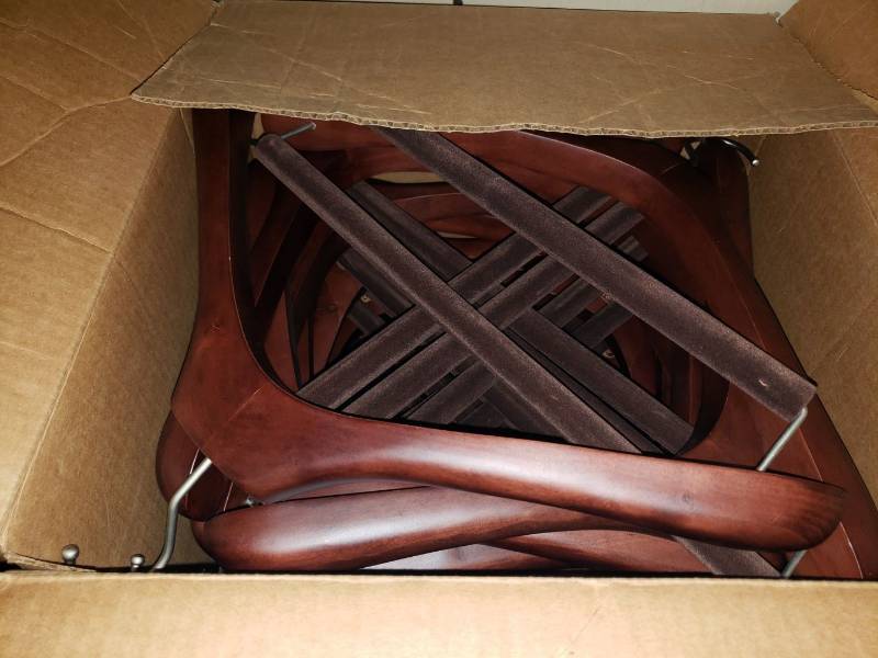 lot 9091 image: (4) boxes of wooden hangers