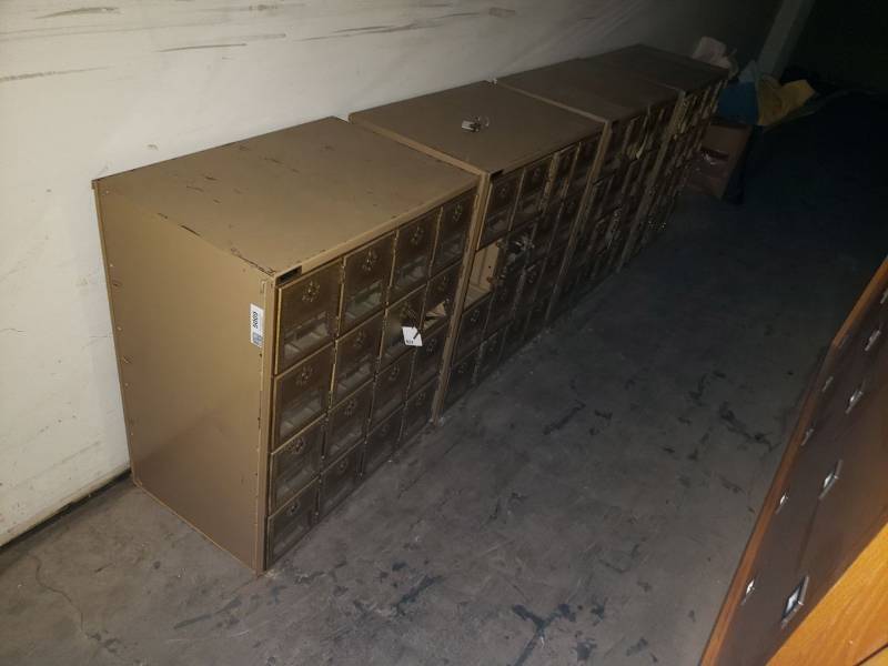lot 9094 image: Lot (4) brass mail boxes