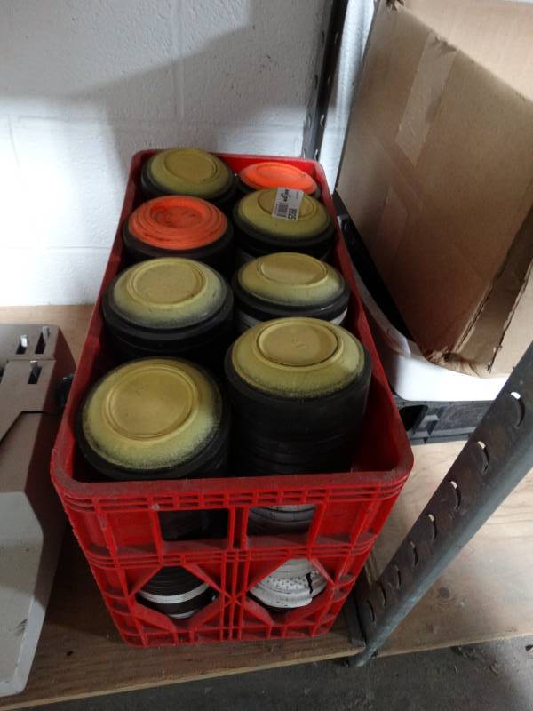 lot 8925 image: Crate full of blue rock clay pigeons