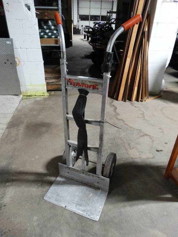 lot 8970 image: Aluminum 2 handle solid wheel hand truck