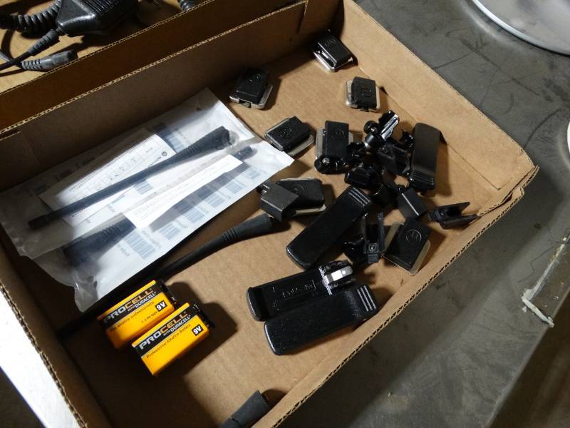 lot 20372 image: Motorola walkie talkie antennas, clips, misc.