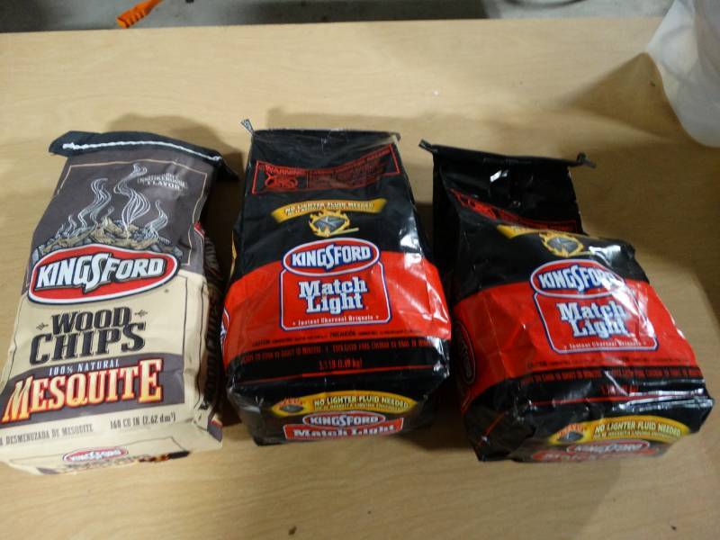lot 20384 image: 3 small unopened bags of Kingsford charcoal