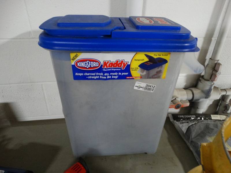 lot 20412 image: Plastic Kingsford charcoal caddy