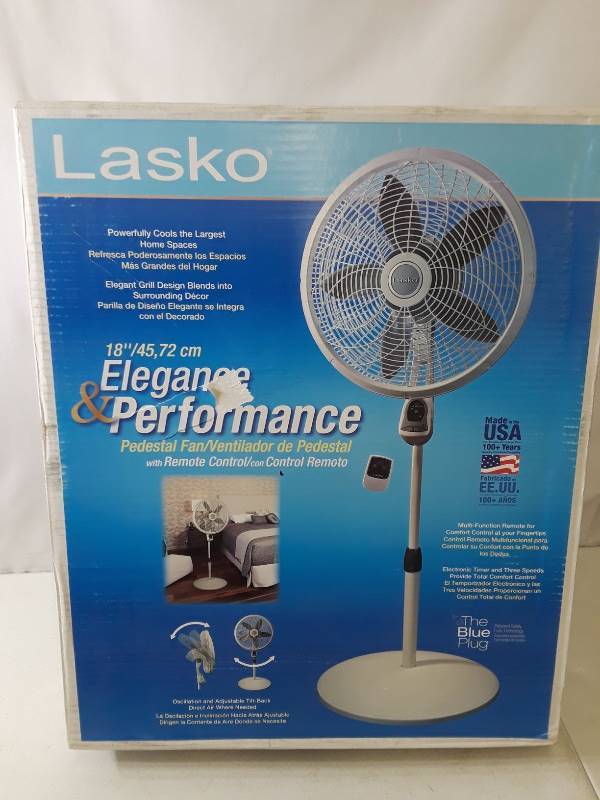 Lasko Products 1850 18 Pedestal Fan W Remote | Tool Boxes, Milwaukee,  Husky, Ryobi, Hitachi, Kobalt Miter Saw, Vanities And More | Equip-Bid