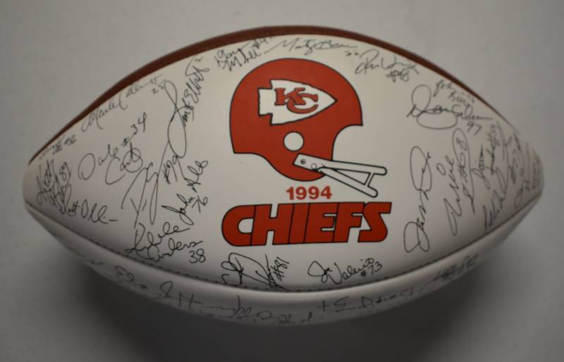 lot 1051 image: Official Wilson National Football League 1994 Kansas City Chiefs Team Signed Football With Printed Signatures