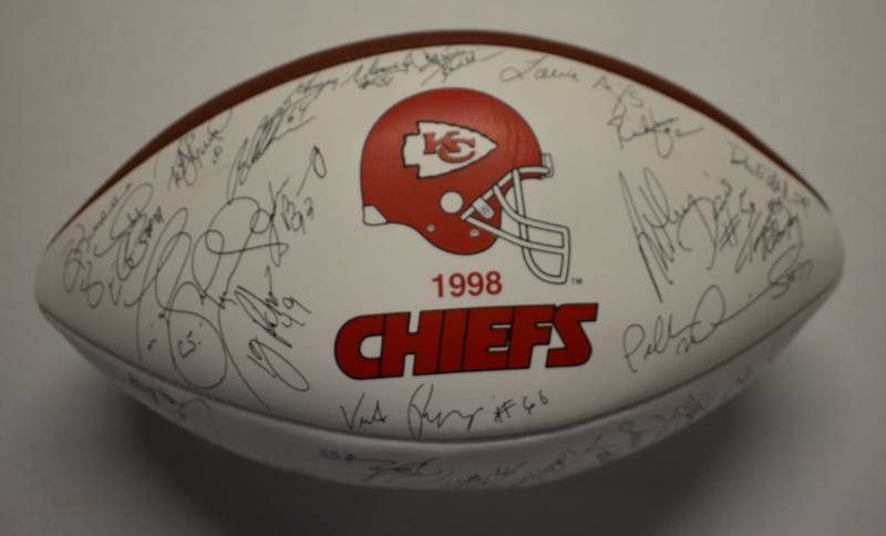 lot 1054 image: Official Wilson National Football League 1998 Kansas City Chiefs Team Signed Football With Printed Signatures