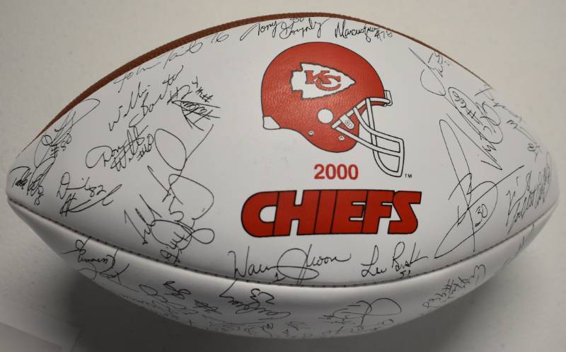 lot 1056 image: Official Wilson National Football League 2000 Kansas City Chiefs Team Signed Football With Printed Signatures
