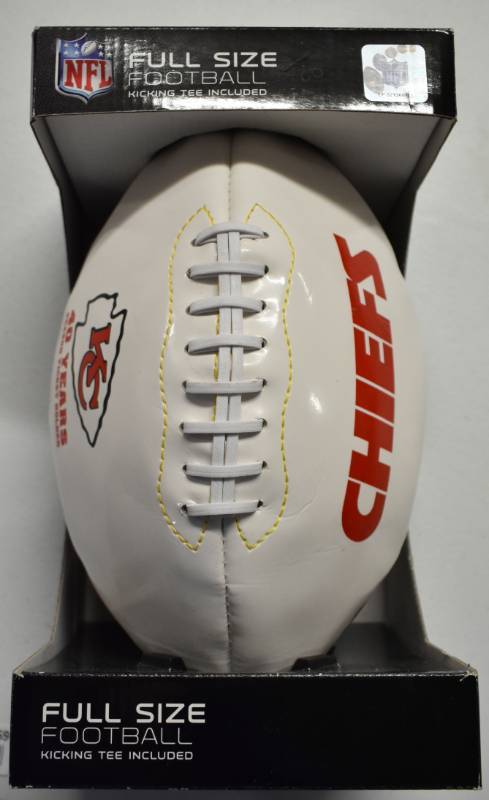 lot 1059 image: Limited Edition Kansas City Chiefs White Panel Leather NFL Football New In Box Sent By Chiefs To Season Ticket Holders